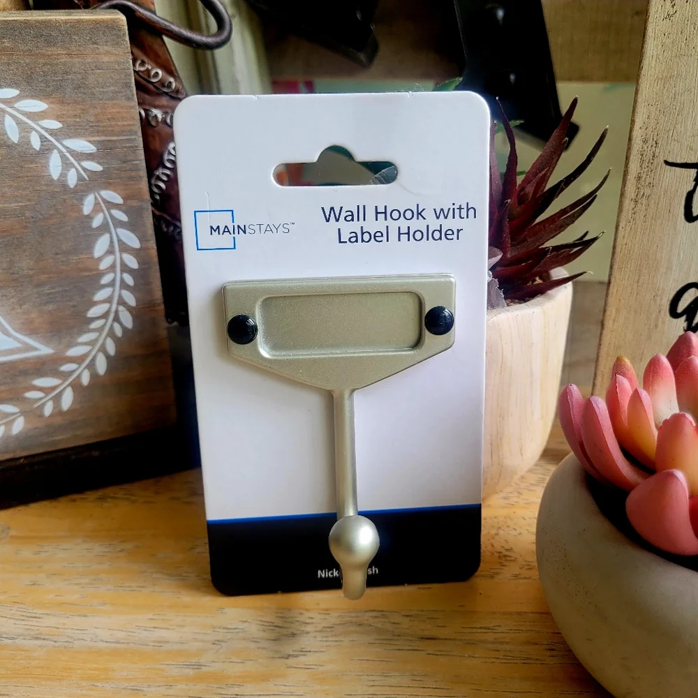 Mainstays Silver Wall Hook with Label Holder
